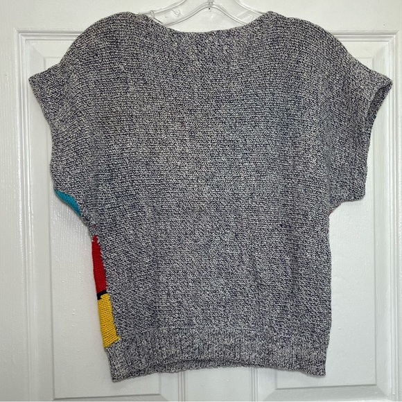 COUNTERPARTS Vintage Geometric Gray Sweater Ramie Cotton Top | size medium - Picture 6 of 6